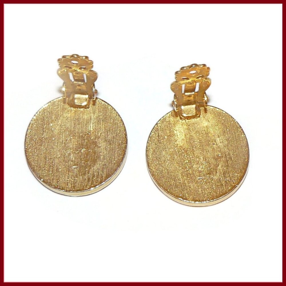 Clip‎ On Earrings Red, White and Gold - Picture 3 of 3